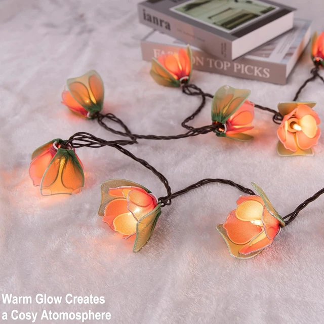Alt view image 5 of 7 - TWINKVILLA Decorative String Lights Plug in with 10 Bulbs, Flower Garland Fairy Lights Connectable Weatherproof Outdoor Indoor for Wedding Garden Pergola Bedroom Porch Floral Home Decor (Multicolor)
