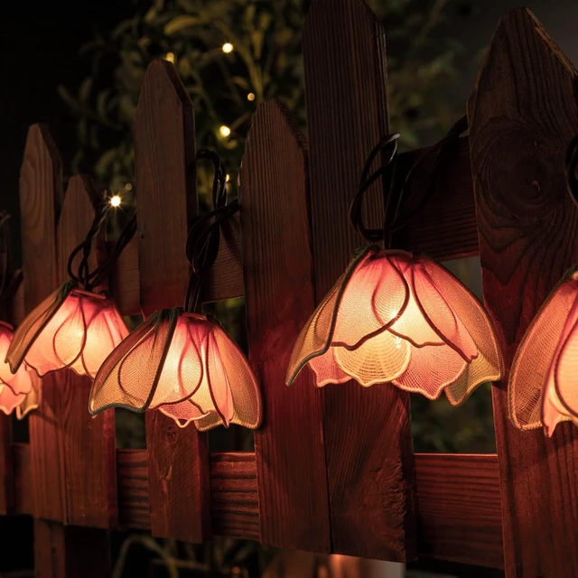 Alt view image 7 of 7 - TWINKVILLA Decorative String Lights Plug in with 10 Bulbs, Flower Garland Fairy Lights Connectable Weatherproof Outdoor Indoor for Wedding Garden Pergola Bedroom Porch Floral Home Decor (Multicolor)