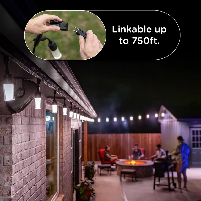 Alt view image 4 of 6 - Enbrighten Modern Outdoor String Lights, 24ft, 12 Bulbs, White Light Only
