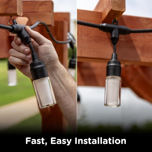 Alt view image 5 of 6 - Enbrighten Modern Outdoor String Lights, 24ft, 12 Bulbs, White Light Only