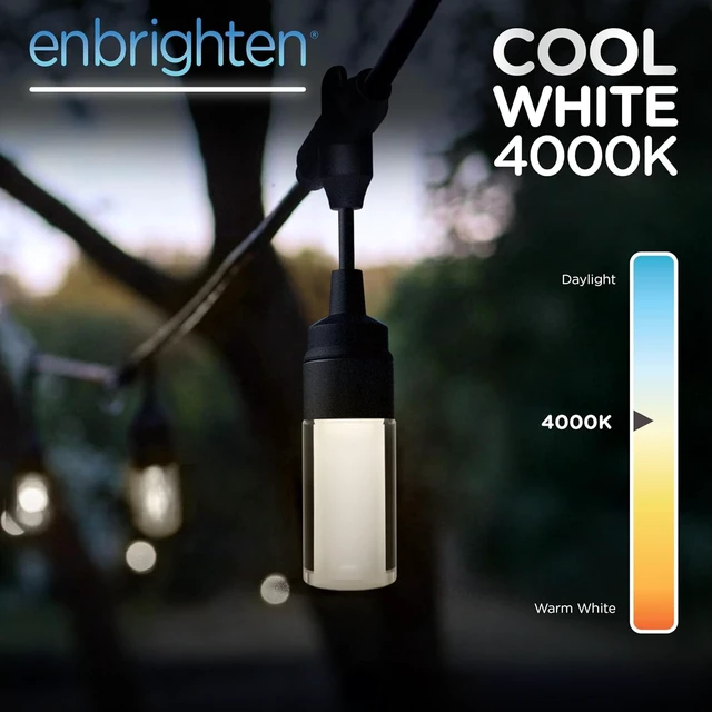 Alt view image 2 of 6 - Enbrighten Modern Outdoor String Lights, 24ft, 12 Bulbs, White Light Only