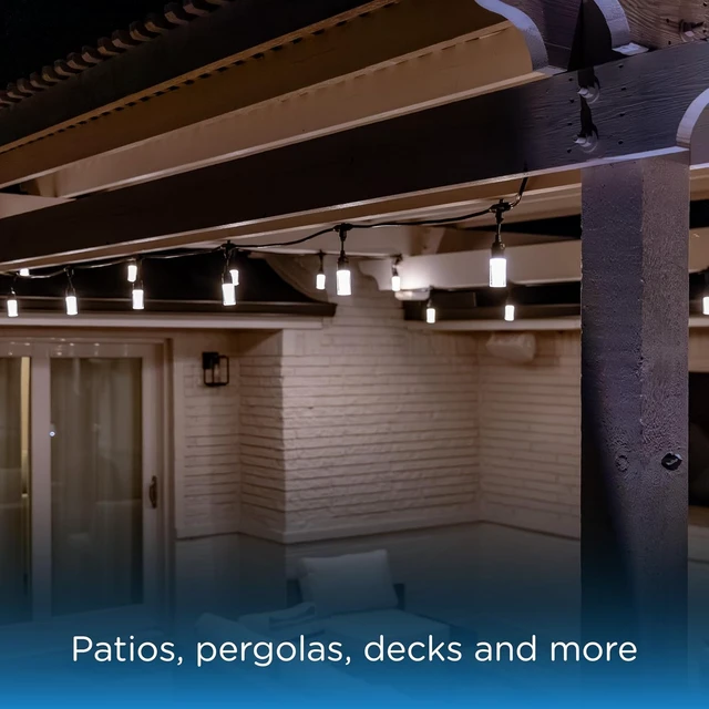 Alt view image 3 of 6 - Enbrighten Modern Outdoor String Lights, 24ft, 12 Bulbs, White Light Only