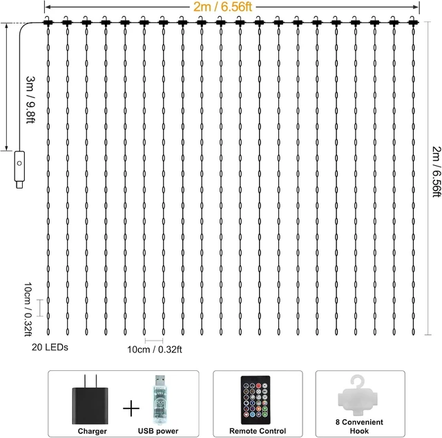Alt view image 7 of 7 - Smart Curtain Lights Plug in 400 LED Curtain Fairy Lights with App & Remote