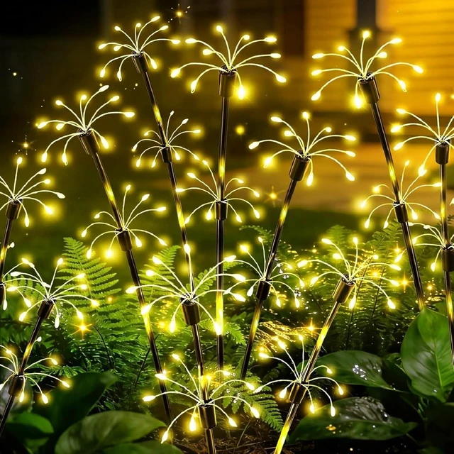 Main image of Solar Garden Lights Outdoor, 4 Pack 2-Layer Swaying Fairy Firework Lights