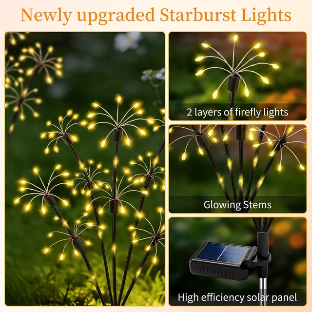 Alt view image 2 of 7 - Solar Garden Lights Outdoor, 4 Pack 2-Layer Swaying Fairy Firework Lights