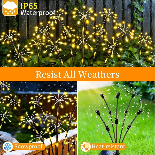 Alt view image 4 of 7 - Solar Garden Lights Outdoor, 4 Pack 2-Layer Swaying Fairy Firework Lights