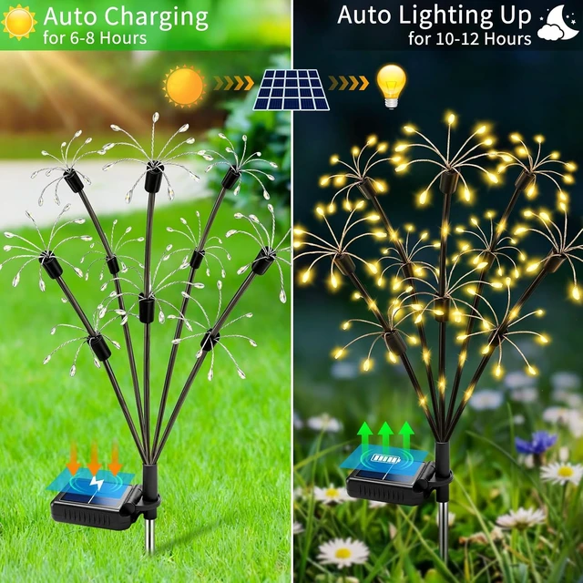 Alt view image 6 of 7 - Solar Garden Lights Outdoor, 4 Pack 2-Layer Swaying Fairy Firework Lights