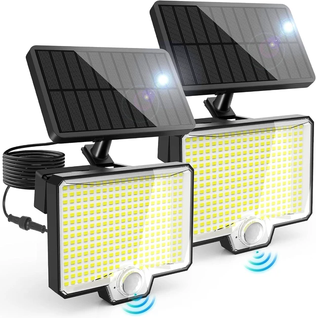 Main image of AUDERWIN 294 LED Split Solar Motion Sensor Outdoor Lights, 2600Lm Solar Flood Lights, IP67 Waterproof Outside Solar Powered Security Spot Lights for Porch Patio Yard Garage Fence Garden, 2 Pack Black