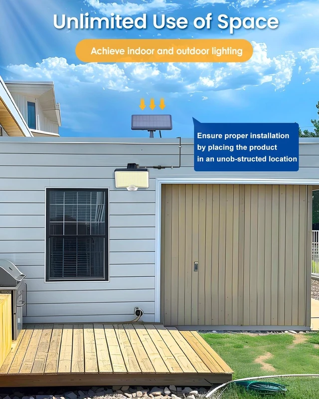 Alt view image 4 of 6 - AUDERWIN 294 LED Split Solar Motion Sensor Outdoor Lights, 2600Lm Solar Flood Lights, IP67 Waterproof Outside Solar Powered Security Spot Lights for Porch Patio Yard Garage Fence Garden, 2 Pack Black