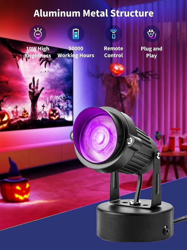 Alt view image 2 of 6 - ZUCKEO 10W LED Spot Lights Indoor RGBW Color Changing Uplighting Indoor with Remote, 120V Christmas Spotlight Up Lights Plug in, Accent Landscape Lighting with Switch for House Halloween Decor(1Pack)