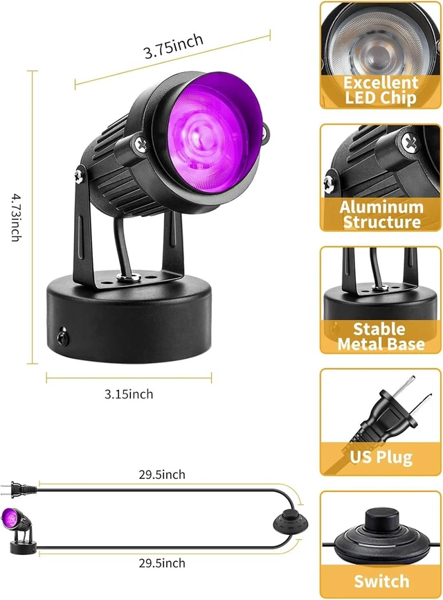 Alt view image 5 of 6 - ZUCKEO 10W LED Spot Lights Indoor RGBW Color Changing Uplighting Indoor with Remote, 120V Christmas Spotlight Up Lights Plug in, Accent Landscape Lighting with Switch for House Halloween Decor(1Pack)