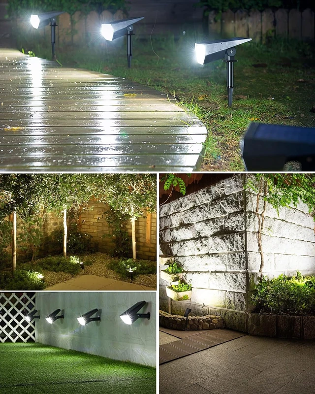 Alt view image 6 of 7 - Biling Solar Spot Lights Outdoor Waterproof Bright 700 Lumen White 4 Pack