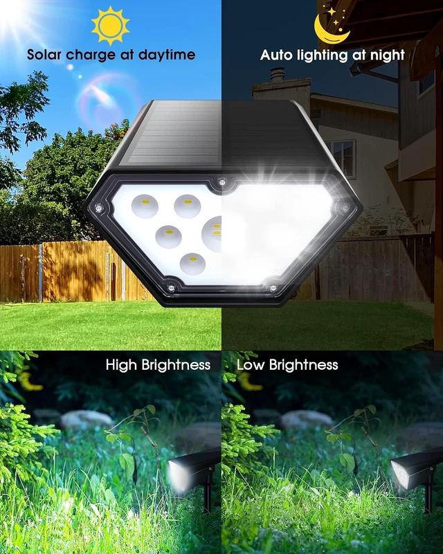 Alt view image 4 of 7 - Biling Solar Spot Lights Outdoor Waterproof Bright 700 Lumen White 4 Pack