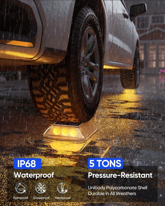 Alt view image 2 of 7 - DetarZinLED Solar Deck Lights Outdoor IP68 Waterproof 8 Pack Amber Warm