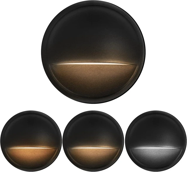 Main image of LED Low Voltage Deck Lights Outdoor Waterproof,6-Pack 3CCT Deck Lighting Fixtures Landscape Step,3W,12V-24V AC/DC Die-cast Aluminum Housing Fence Lamp Wired 2700K/3500K/5000K (Black)