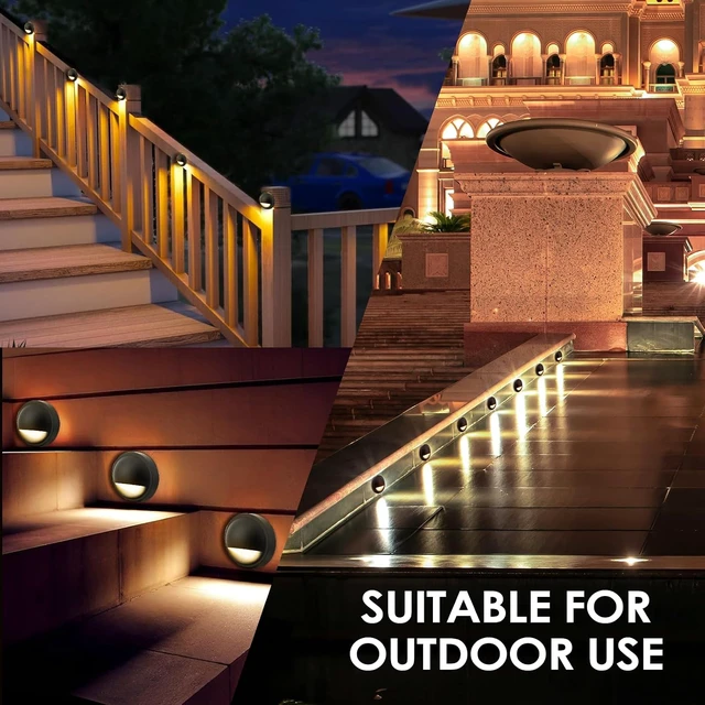 Alt view image 6 of 7 - LED Low Voltage Deck Lights Outdoor Waterproof,6-Pack 3CCT Deck Lighting Fixtures Landscape Step,3W,12V-24V AC/DC Die-cast Aluminum Housing Fence Lamp Wired 2700K/3500K/5000K (Black)