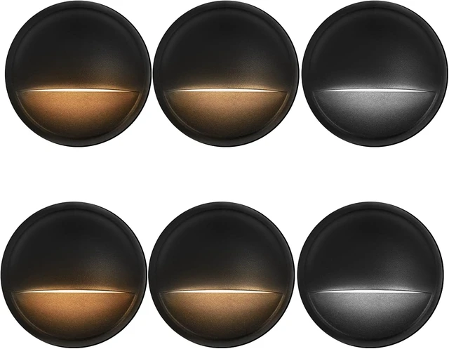 Alt view image 7 of 7 - LED Low Voltage Deck Lights Outdoor Waterproof,6-Pack 3CCT Deck Lighting Fixtures Landscape Step,3W,12V-24V AC/DC Die-cast Aluminum Housing Fence Lamp Wired 2700K/3500K/5000K (Black)
