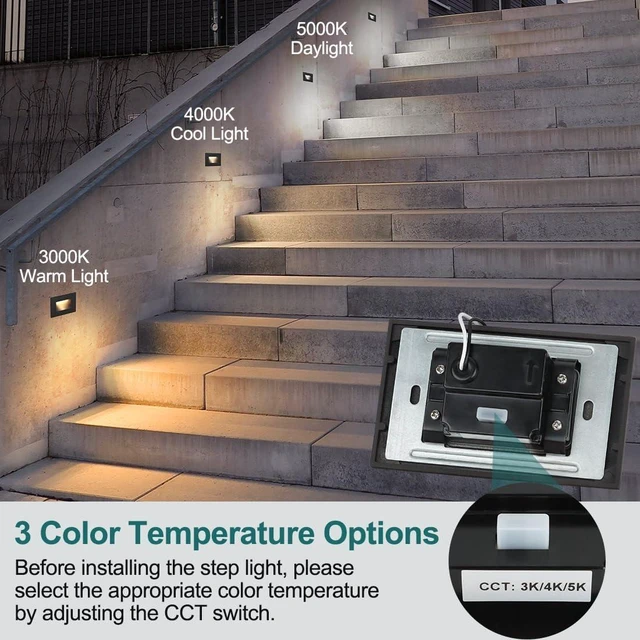 Alt view image 3 of 7 - kadision 12V-24V AC/DC Low-Voltage LED Step Lights, 3CCT, 4-Pack