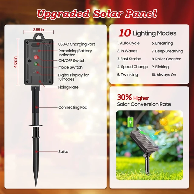 Alt view image 6 of 7 - 12 Pack Solar Candy Cane Lights Outdoor, Christmas Pathway Lights Decor