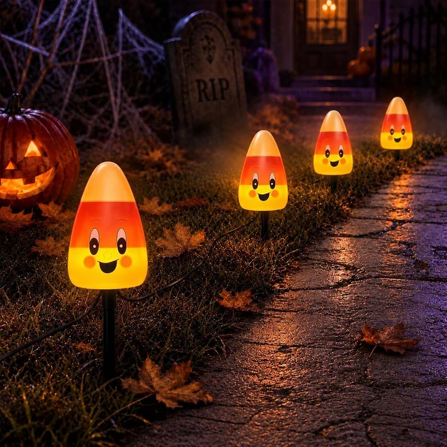 Main image of Halloween Candy Corn Lights Outdoor,4PCS Candy Corn Pathway Lights