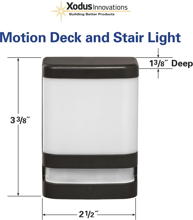 Alt view image 3 of 5 - Xodus Battery Operated LED Deck & Stair Light, Motion Sensor, Black, 3 Pack