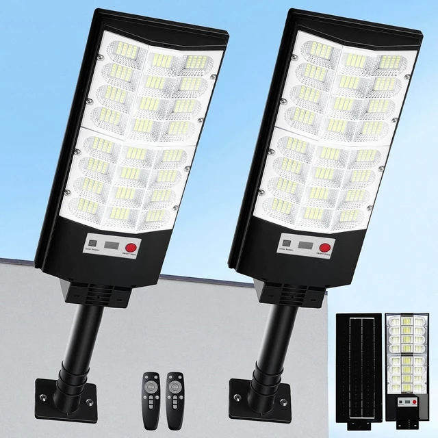 Main image of 2-Pack Solar Street Lights Outdoor Waterproof, 12000LM Solar Lights with Motion Sensor, LED Flood Light with Remote, 6500K Dusk to Dawn Outdoor Lighting, Solares Parking Lot Light for Driveway Garage