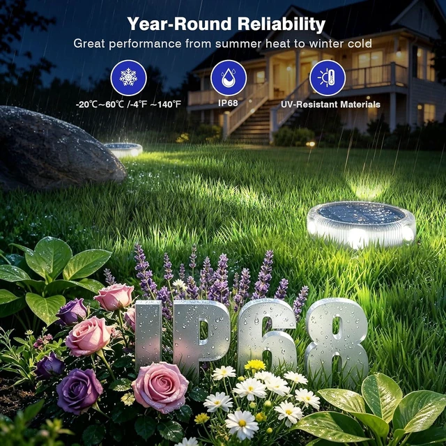 Alt view image 2 of 7 - YiLaie Solar Ground Lights Outdoor IP68 Waterproof, Cold White 8 Pack