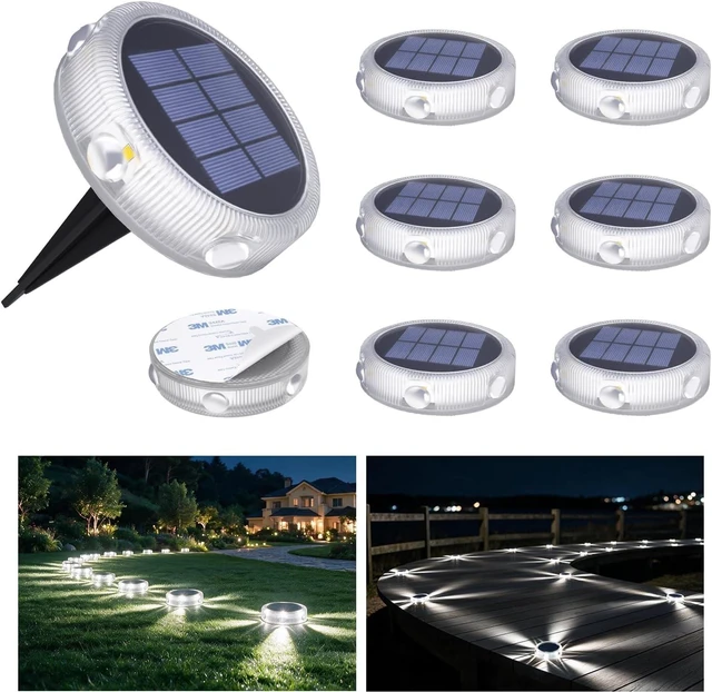 Main image of YiLaie Solar Ground Lights Outdoor IP68 Waterproof, Cold White 8 Pack
