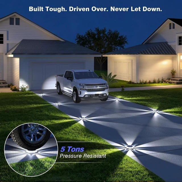 Alt view image 5 of 7 - YiLaie Solar Ground Lights Outdoor IP68 Waterproof, Cold White 8 Pack