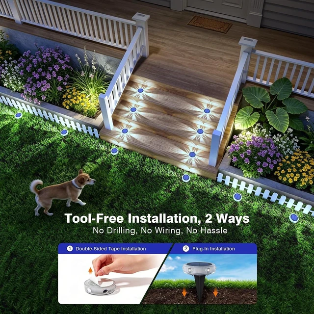 Alt view image 6 of 7 - YiLaie Solar Ground Lights Outdoor IP68 Waterproof, Cold White 8 Pack