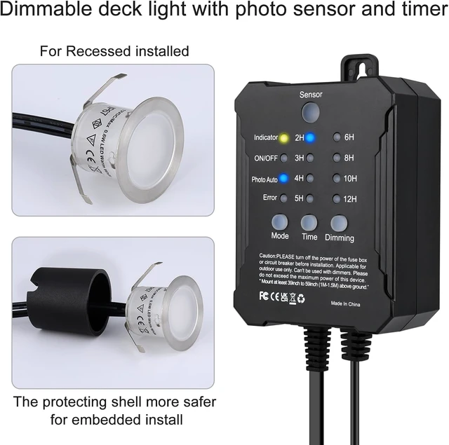 Alt view image 2 of 7 - SMY Lighting Dimmable LED Deck Lights with Timer and Photocell Sensor and Protecting Shell 32mm,20Pack Outdoor LED Smart Deck Lighting IP67 Waterproof for Garden,Yard Stair, Patio, Floor Decoration