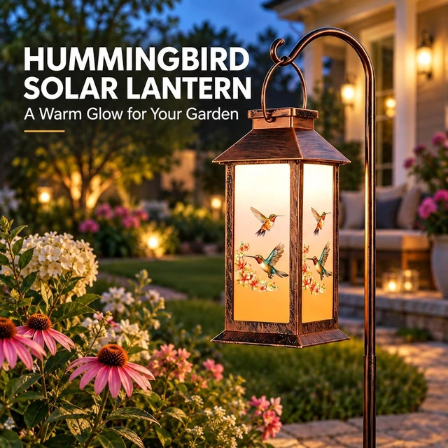 Alt view image 2 of 7 - Solar Lantern Outdoor Waterproof Hummingbird Hanging Light Birthday Gifts