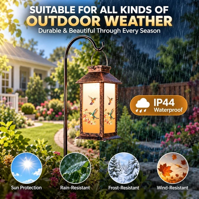 Alt view image 7 of 7 - Solar Lantern Outdoor Waterproof Hummingbird Hanging Light Birthday Gifts