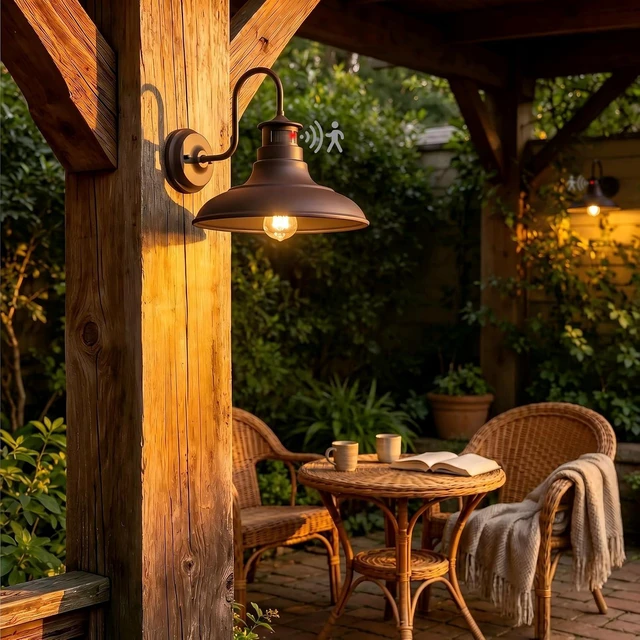 Main image of 2-Pack Gooseneck Outdoor Wall Barn Lights,Dusk to Dawn Motion Sensor Sconce