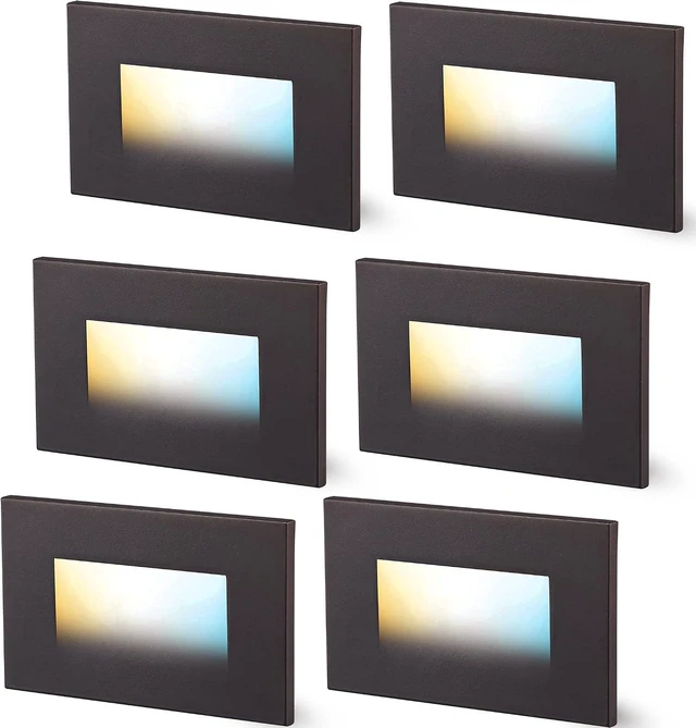 Main image of CLOUDY BAY Dimmable Upgraded 3 Color 120V LED Indoor Outdoor Step Lights,3000K/4000K/5000K 3W 55lm,Stair Light,Oil Rubbed Bronze,6 Pack