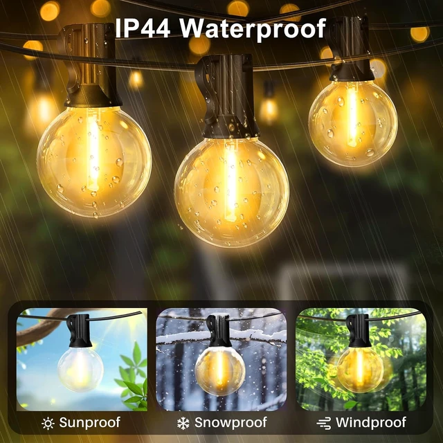 Alt view image 3 of 7 - LAMPHOME LED Outdoor String Light, 26Feet Patio Lights with12+1Edison Shatterproof Bulbs(1Spare), UL Waterproof Outside Lights connectable Dimmable for Backyard Porch Decor,Yellow