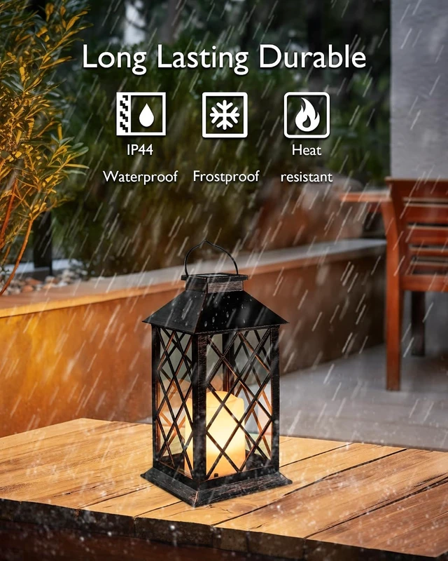 Alt view image 3 of 7 - Homemory 2 Pack 13'' Bronze Solar Lanterns Outdoor Waterproof Hanging
