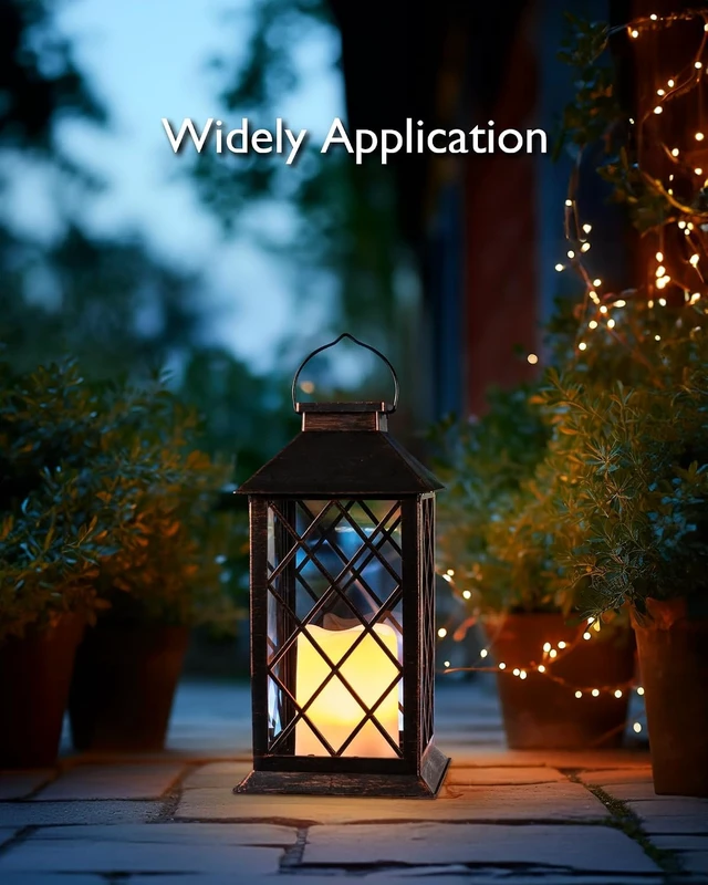 Alt view image 7 of 7 - Homemory 2 Pack 13'' Bronze Solar Lanterns Outdoor Waterproof Hanging