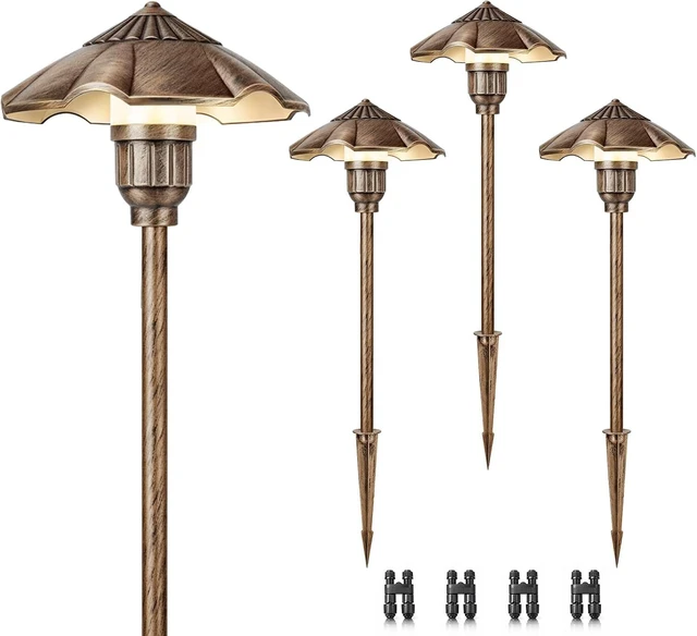 Main image of Low Voltage Landscape Lights, 5W 2900K Warm White Pathway Light, 12-24V AC/DC IP65 Waterproof Aluminum Wired Yard Light, Outdoor Path Lights for Walkway, Garden, Lawn, 4 Pack