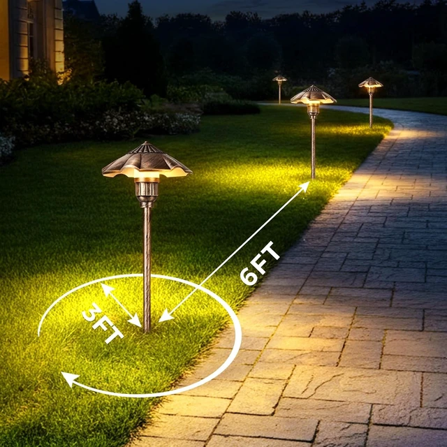 Alt view image 4 of 7 - Low Voltage Landscape Lights, 5W 2900K Warm White Pathway Light, 12-24V AC/DC IP65 Waterproof Aluminum Wired Yard Light, Outdoor Path Lights for Walkway, Garden, Lawn, 4 Pack