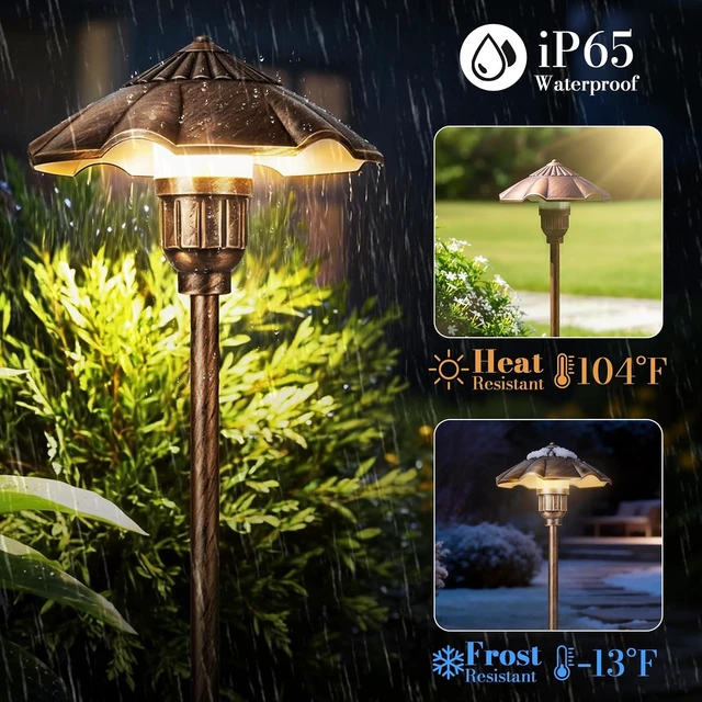 Alt view image 3 of 7 - Low Voltage Landscape Lights, 5W 2900K Warm White Pathway Light, 12-24V AC/DC IP65 Waterproof Aluminum Wired Yard Light, Outdoor Path Lights for Walkway, Garden, Lawn, 4 Pack