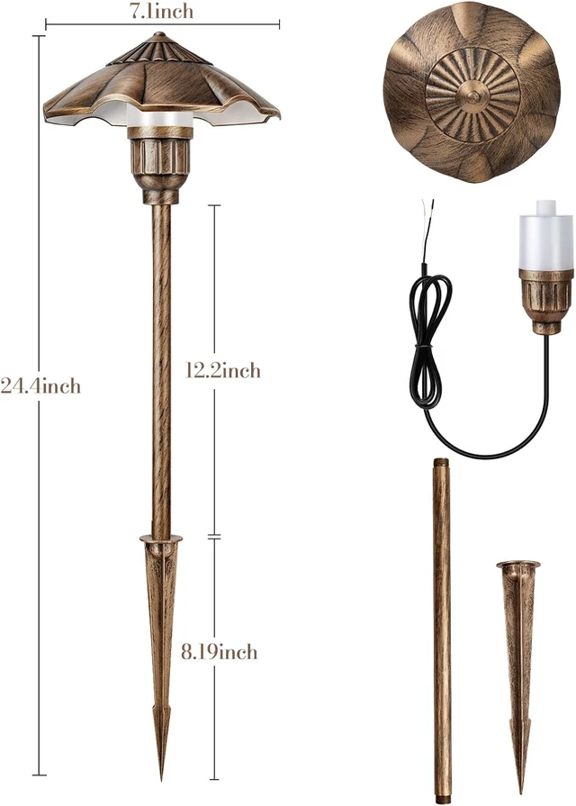 Alt view image 7 of 7 - Low Voltage Landscape Lights, 5W 2900K Warm White Pathway Light, 12-24V AC/DC IP65 Waterproof Aluminum Wired Yard Light, Outdoor Path Lights for Walkway, Garden, Lawn, 4 Pack