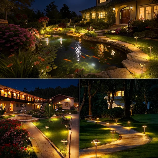 Alt view image 5 of 7 - Low Voltage Landscape Lights, 5W 2900K Warm White Pathway Light, 12-24V AC/DC IP65 Waterproof Aluminum Wired Yard Light, Outdoor Path Lights for Walkway, Garden, Lawn, 4 Pack