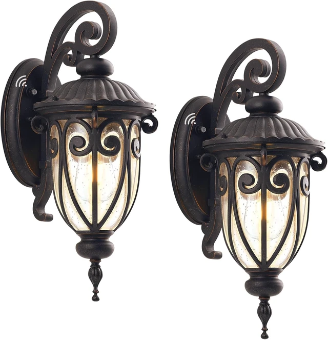 Main image of 23 Inch Outdoor Wall Lights, Dusk to Dawn Aluminum Bronze Porch Wall Sconce, 2 Pack
