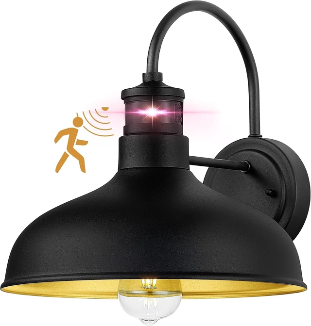 Main image of 12" Motion Sensor Outdoor Wall Light Dusk to Dawn Gooseneck IP65