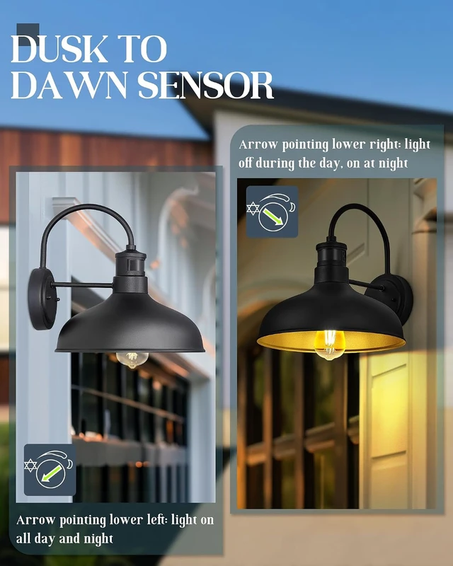Alt view image 5 of 7 - 12" Motion Sensor Outdoor Wall Light Dusk to Dawn Gooseneck IP65