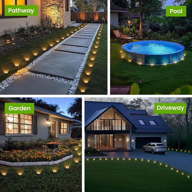 Alt view image 2 of 7 - PATIOWIN 16 Pack Small Solar Ground Lights, Walkway Lights Warm White
