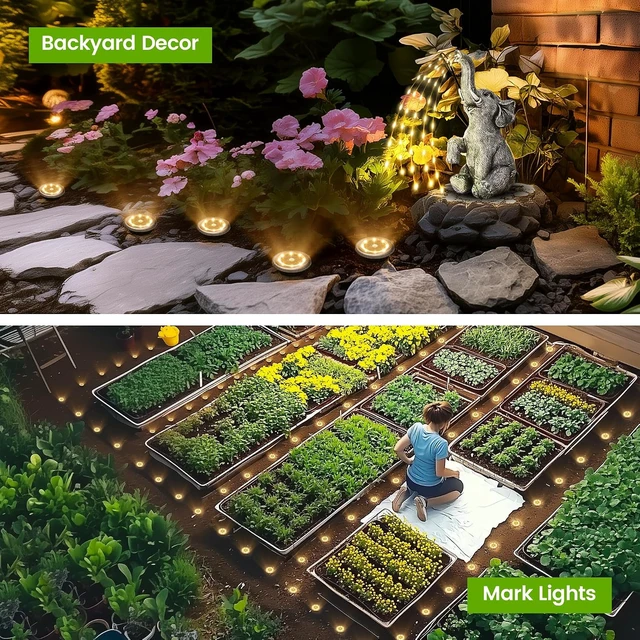 Alt view image 6 of 7 - PATIOWIN 16 Pack Small Solar Ground Lights, Walkway Lights Warm White