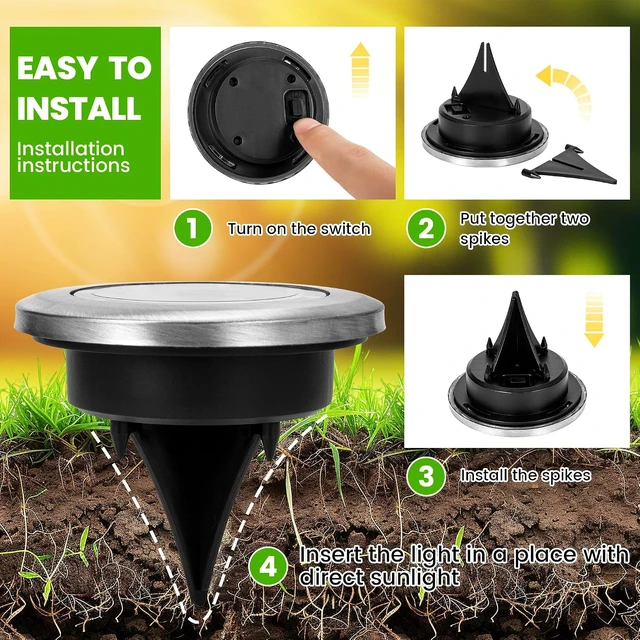 Alt view image 7 of 7 - PATIOWIN 16 Pack Small Solar Ground Lights, Walkway Lights Warm White