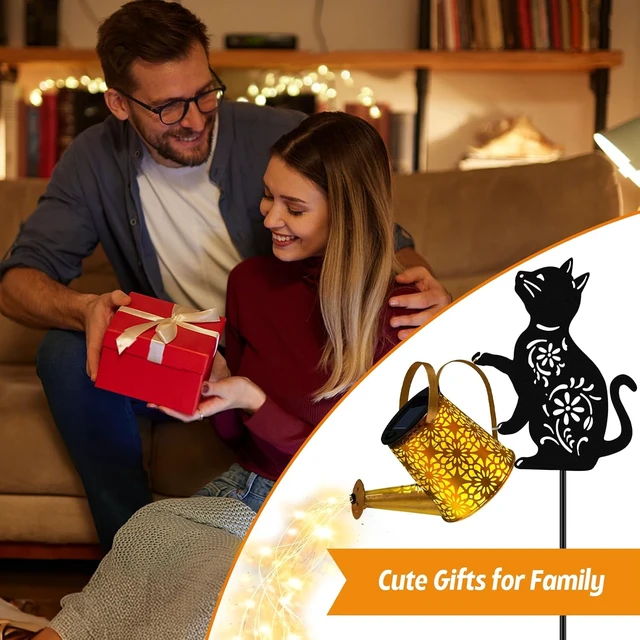 Alt view image 6 of 6 - Solar Watering Can Lights, Cat Hanging Lantern Solar Lights Outdoor, Cat Lover Gifts for Mom Women Birthday Mother's Day Christmas, Waterproof Garden Decor Outside Patio Yard Pathway Backyard